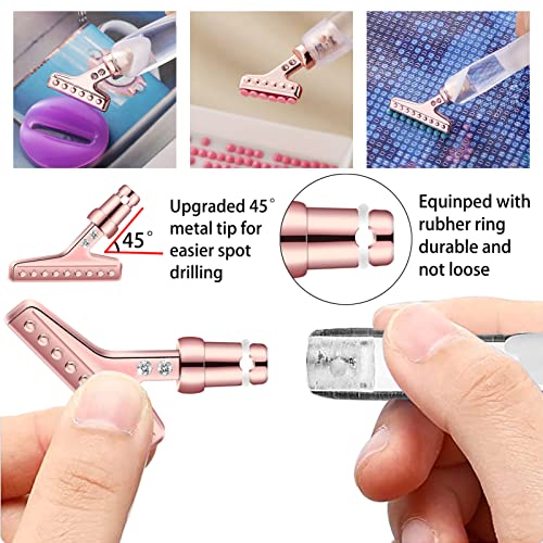 17 Pcs Diamond Painting Pen Metal Pen Tips Tools Kits,Includ Ergonomic Resin Diamond Art Pen,6 Pcs 45° Replacement Metal Tip,8 Pcs Glue Clay,For Diy 5D Diamond Painting #TOP2