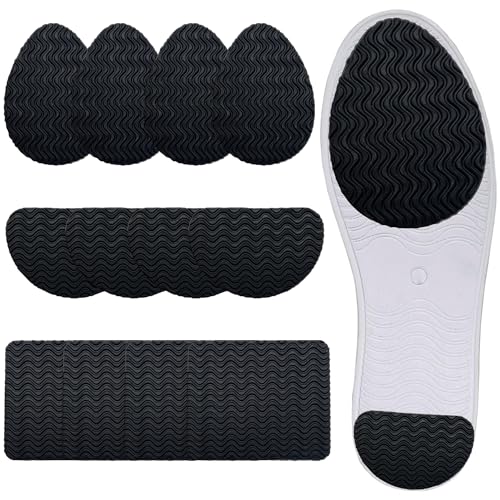 SOYANGNEK 靴底滑り止めパッド 6ペア 靴底プロテクター 2.2mm厚 靴底とかかとの保護パッド スベリ止めステッカー 高粘着両面テープ付き 貼るだけ 靴底の保護と滑り止めアクセサリー（リップル滑り止めテクスチャ）