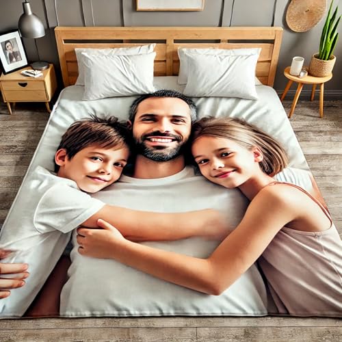 Pla Pla Pla Cobertor personalizado premium para o pai - presente ideal dia do pai | presente frigorífico e óculos de sol EEEC toque suave, sem desgaste, cores vivas e duradouras