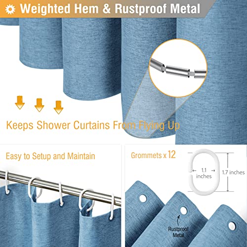 BTTN Long Linen Textured Waterproof Shower Curtain, 72x84, Moonlight Blue by BTTN - Used condition - Image 5