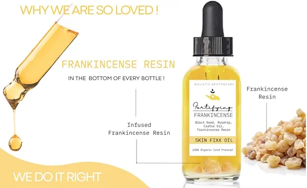 Fortifying Frankincense Resin Infused 100% Organic Black Seed, Rosehip & Castor Oils for Face Miracle Anti-Aging Facial Moisturizer Cold Pressed Oils Natural Serum Skincare Hydrates Skin