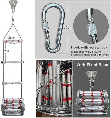 Strickleiter,Strickleiter Rettungsleiter,Aluminiumlegierung,Feuerleiter,Notausgangsleiter,Sicherheitsleitern,Schwer Entflammbare Feuerfeste Rettungsleiter,Tragfähigkeit bis zu 420 kg (15m)
