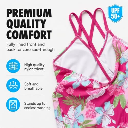 Image of Kanu Surf Girls' Reese UPF 50 Beach Sport Criss-Cross One Piece Swimsuit