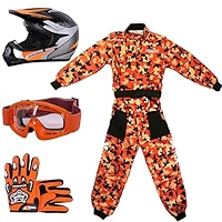 Zorax Black CAMO M(7-8 Years) Kids Suit & Gloves M(6cm) & Goggles & ZOR-X15 Black M (51-52cm) Kids Motocross Motorbike Helmet Motorcycle Helmet ECE2206 - View #13
