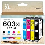 Sqwekd 603xl Cartucce Compatibile 603 Xl per Epson 603 per Expression Home WF 2810 XP-2100 XP-3100 XP-4100 XP-2105 XP-3105 WF-2820 WF-2835 WF-2830(Nero Ciano Magenta Giallo, 4-Pack)