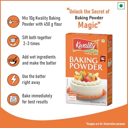 Image of Kwality Baking Powder 100g | The Preferred Choice for Light and Fluffy Cakes | Pastries, Naans, Kulchas | Samosas, Dhoklas, and Cookies