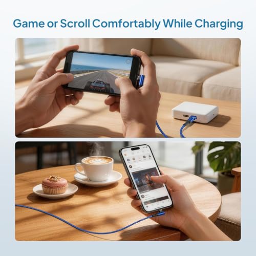 Image of Elebase for iPhone 16e Car Charger Cable 6.6FT with USB Adapter,Right Angle 90 Degree Power Delivery Fast Charging Cord Line for iPhone 17 16 15 Pro Max Air,AirPods 4 Pro 3,Google Pixel 9,iPad 10th 11