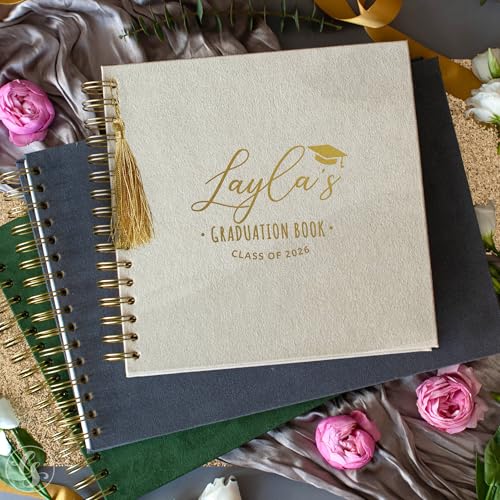 Image of Personalized Guest Book Sign-In Book for 21st, 30th, 50th, or 60th Birthday Party or Anniversary Fits 4x6 & 5x7 Polaroid Instax Pictures Keepsake Scrapbook Album (Ivory, Small - 8.3x8.3)