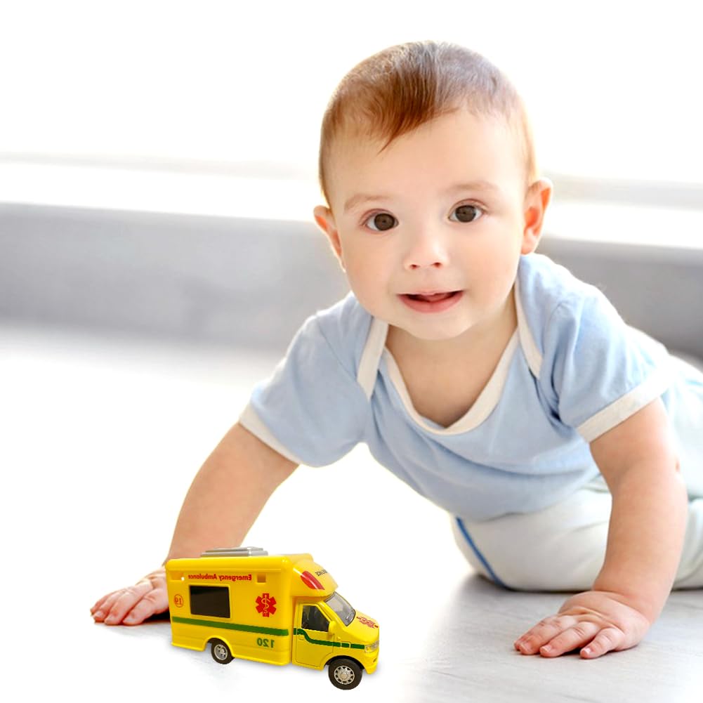 Juguete de Ambulancia de Emergencia, Educativos Metálico Mini Coches de Juguete, Regalo para Niños y Niñas Coche de Juguete para Niños a Partir de 3 Años 12.8 X 5.5 X 6.8 cm