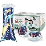 Valchoose Individually Wrapped, Kids Throw up Bags 30 Pack, 800ml Puke Bags for Car Kids, Handy, Sturdy, Easy to Use, Leak Proof for Car Sick, Motion Sickness, Chemo (Dinosaur)