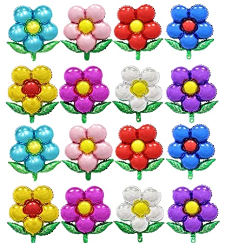Ximkee 20Pcs 23Inch Flowers Balloons With Green Leaves Foil Balloons Spring Summer Floral Balloons Kit Zoo Festival Party Supplies Kid's Toy Gift #TOP18