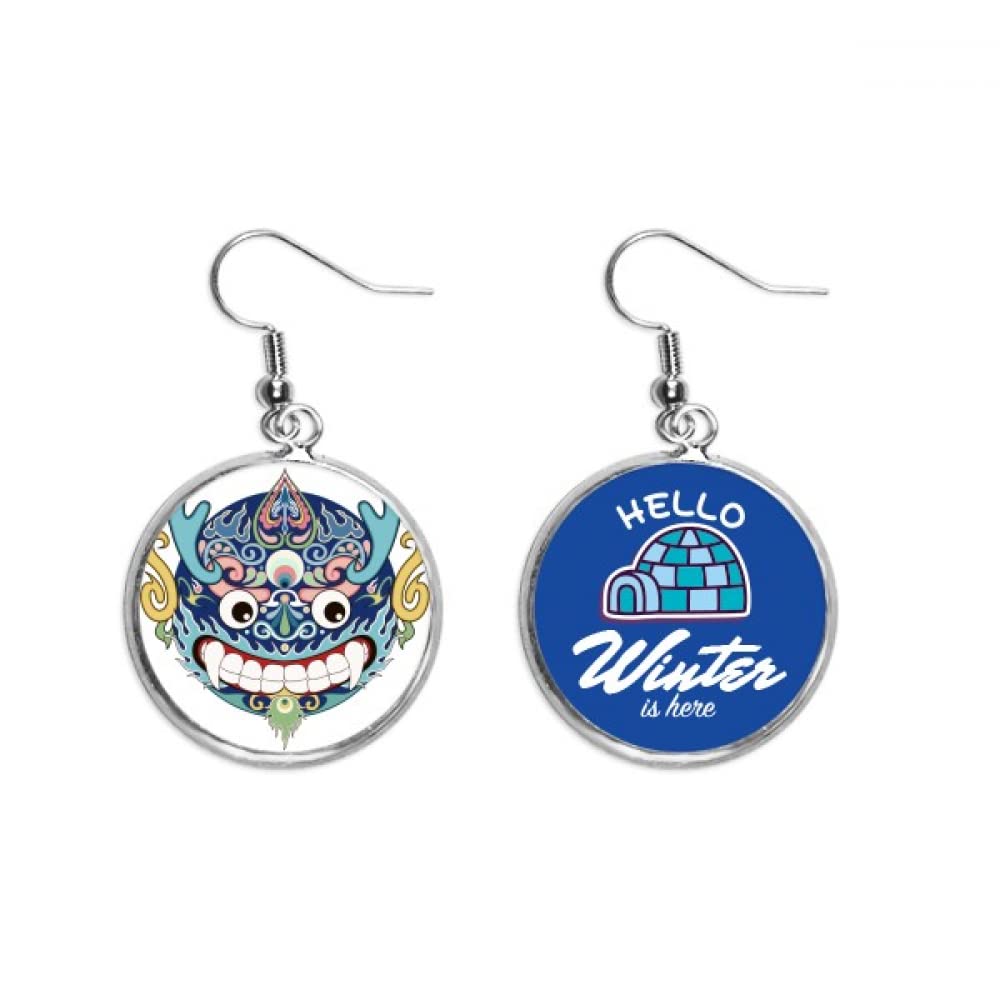 Dragón chino tradicional pendientes de gota estilo joyería de invierno para mujer 5