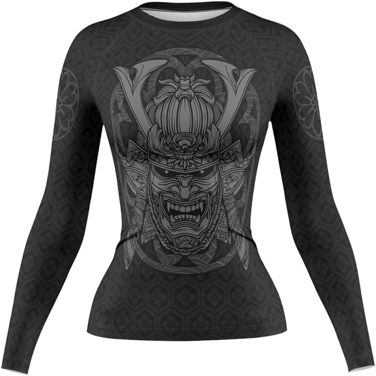FORMONIES Women’s MMA Rash Guard – Samurai Compression Long Sleeve Base Layer for BJJ Combat Training