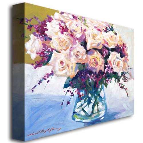 Roses In Glass By David Lloyd Glover, 35X47-Inch Canvas Wall Art #TOP1