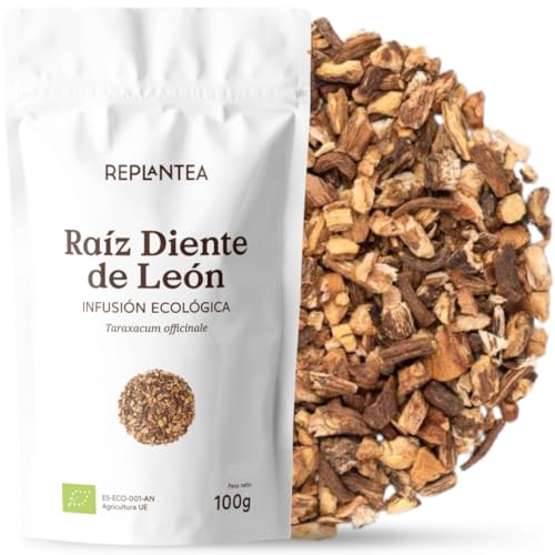 RAIZ DE DIENTE DE LEÓN ECOLÓGICA 100g | Té de Raíz de Diente de León Bio | Puro, sin aditivos y cortado para Infusión Taraxacum officinale REPLANTEA