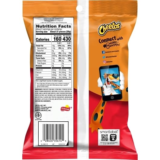 Cheetos Crunchy Cheese Flavored Snack, 2.75 Ounce, 32 Per Case