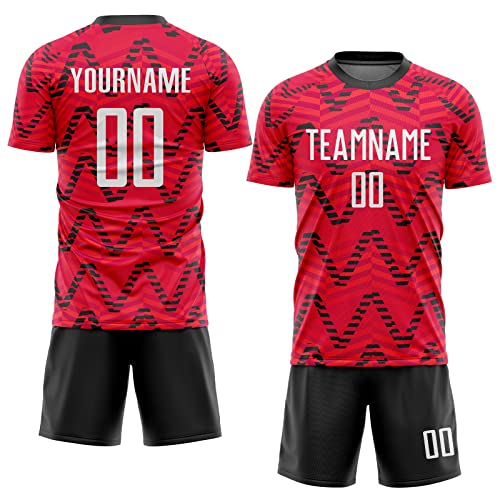 Custom Soccer Jerseys for Men Women Youth Kids, Red White and Black Personalized Soccer Jersey Printed Name Number Logo Mens Clothing