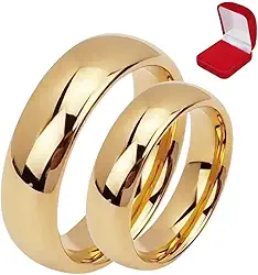 Par de Alianças de Casamento Banhada a Ouro 18k Noivado Premium 6mm Lisas Extra Luxo Original