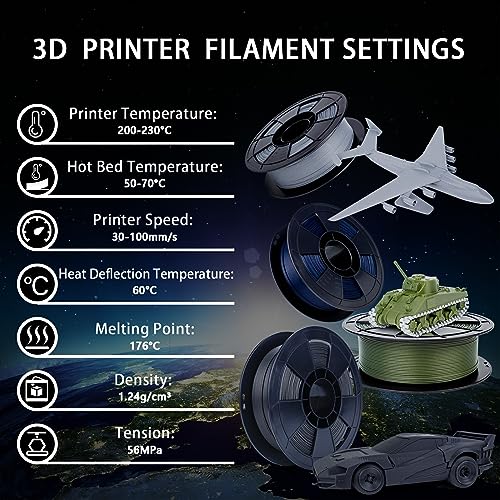 Image of ZIRO Carbon Fiber PLA Filament 1.75mm, CF-PLA 3D Printer Filament, Reinforced PLA Colorful 0.8KG, 15% Carbon Fiber Contained Spool, Fits for Almost All FDM 3D Printers, 1.76lbs, Military Green
