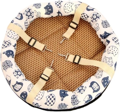 かわいい猫用ハンモック 猫用ベッド ケージスイングベッド 四隅にロープを結ぶことができます ハンギングハンモック 猫の快適な睡眠 天然の籐マット 通気性 滑り止め 丈夫で傷に強い オールシーズン対応 全体を掃除でき スペースを節約猫用吊りベッド ケージ用ハ