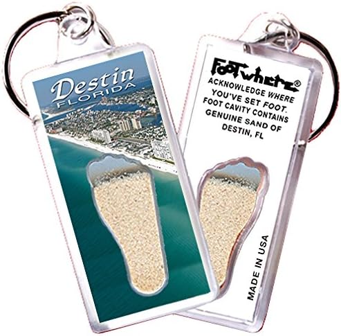 Miniatura 7 de FootWhere Llaveros Destin, FL. Juego de 6 piezas. Auténtico recuerdo de destino que reconoce dónde has pisado. Suelo genuino de ubicación destacada