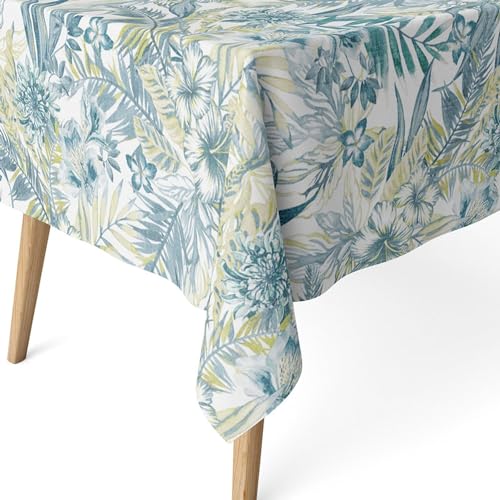 ECOMMERC3 Nappe Anti-Taches pour Table rectangulaire Taille 100 x 140 cm - Nappe Anti-Taches au Toucher Extra Douce et imperméable, Couleur Bleue, Danube Bleu