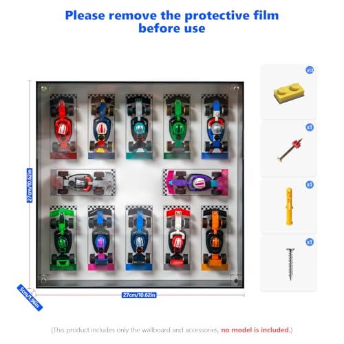 Image of WETCEAOM Display Wallboard for Lego 71049 - F1 Race Cars, Frame for Lego Car Wall Mount Display Lover, Models not Included, Size: 10.63x10.63x1.97 inches, (White)