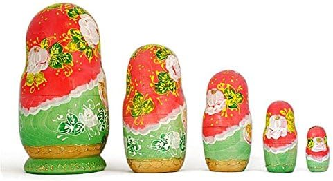 BestPysanky Set of 5 Girls with Cats Wooden Nesting Dolls 6.5 Inches