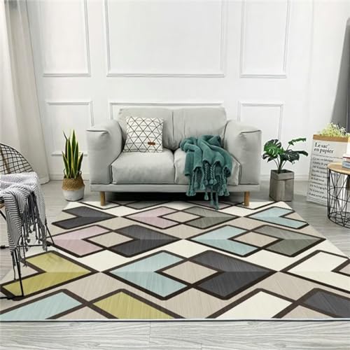 Tapis chambre de filles géométrique multicolore 100x150 - 2