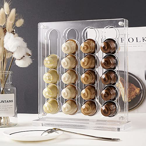 Duvindd Coffee Pod Holder For Nespresso Original Line Capsule Holder Acrylic Magnetic Coffee Pods Organizer, Freestanding Or Mounted On The Fridge, Hold 40 Capsule Pods Capacity Storage Rack #TOP6