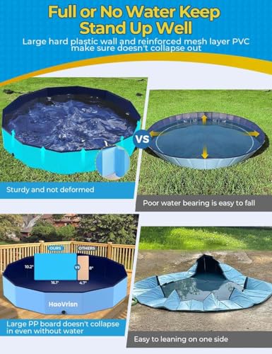HaoVrisn Hundepool Große Hunde, Planschbecken für Kinder und Hunde, Hundepool 160 * 30CM Faltbar, rutschfeste und Verdickt PVC, Plantschbecken mit Flicken und Ablassventil