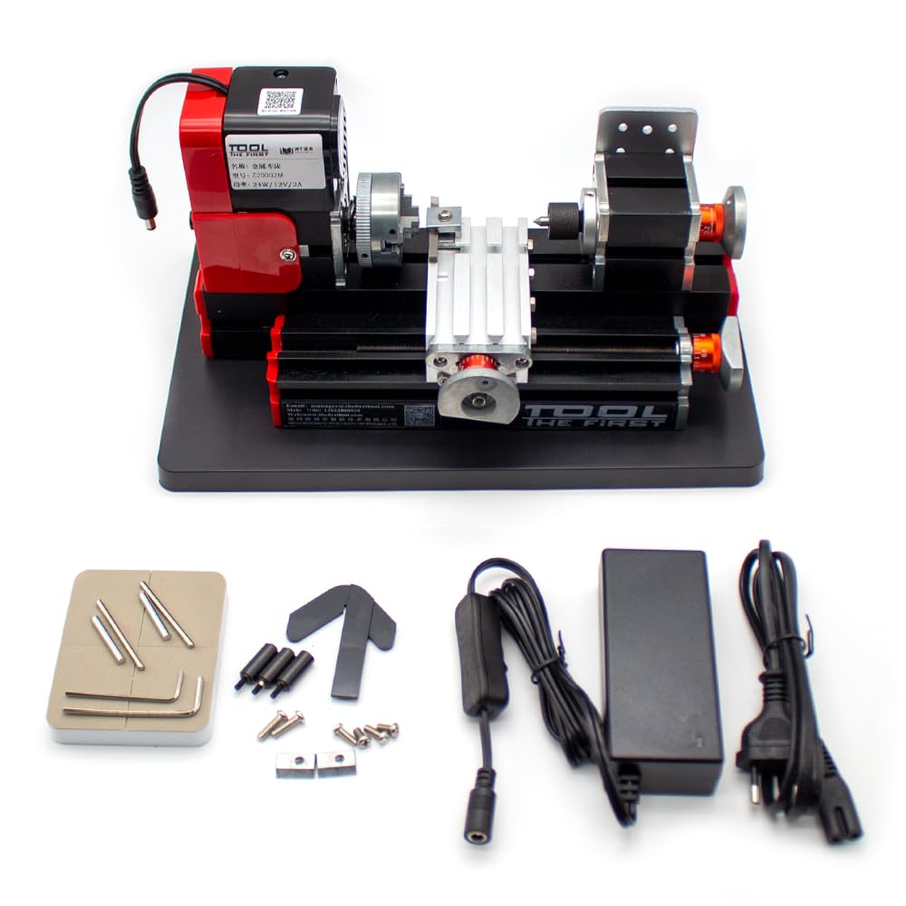 Mini Torno Miniatura Metal Multipropósito Máquina Torno Aplicaciones: Madera, Plásticos, Metales Blandos 20000rev/min