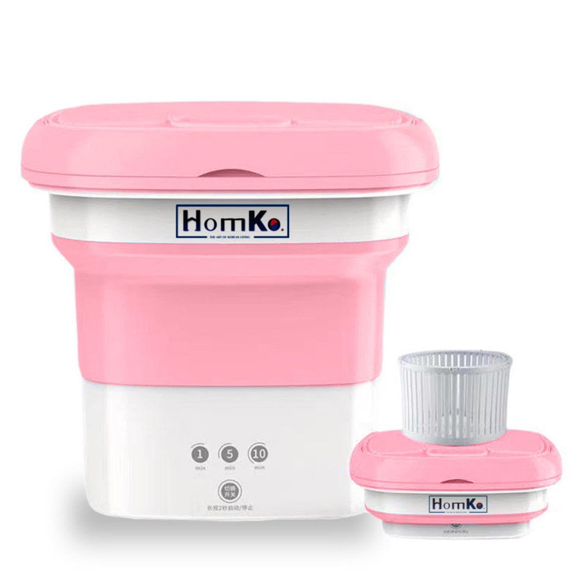 HOMKO™ Mini Foldable Washing Machine, Portable Washing Machine With Dryer, 3 Wash Cycles, Light