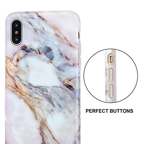 Imikoko Iphone X Case, Iphone Xs Case Matte Marble Slim-Fit Matte Tpu Bumper Cases Flexible Rubber Silicone Thin Iphone Case Cover For Iphone X/Xs(Pink) #TOP7