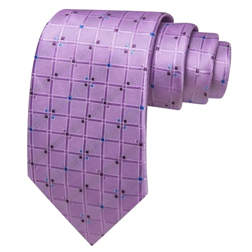 Image of YOHOWA Men Plaid /Striped Ties Set Silk Business Wedding Formal Fashion Necktie and Pocket Square Cufflinks Set