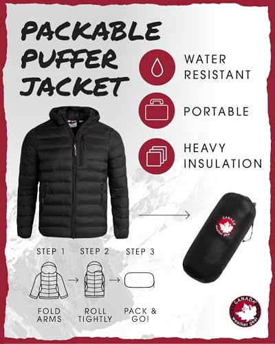 Image of CANADA WEATHER GEAR Mens' Puffer Jacket - Lightweight Packable Bubble Coat, Water Resistant Outerwear Jackets for Men (M-XXL)