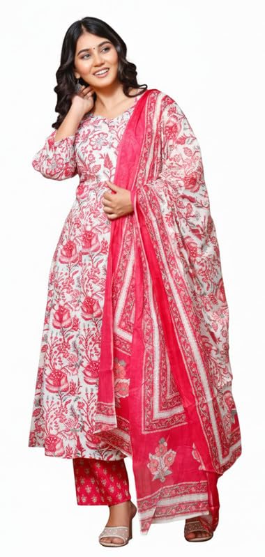 Ensemble Kurta femme en coton avec pantalon droit et dupatta assorti