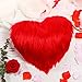 Jetec, Cojín Peludo en Forma de Corazón Rojo Almohada de Felpa Linda de Doble Cara Cojín Decorativo de Corazón Rojo Almohada de Piel Lana Sintética para Sofá San Valentín, 12 Pulgadas