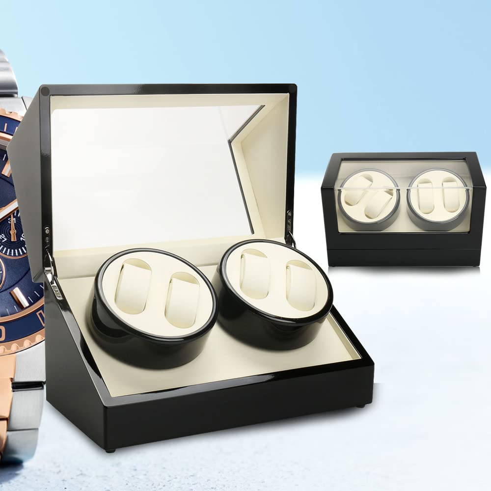 Futchoy Automatyczny rotomat do zegarków Box 4 zegarki Mute Rotomer Watch Winder Box luksusowa łopatka do przechowywania wszystkich zegarków automatycznych, mechanicznych