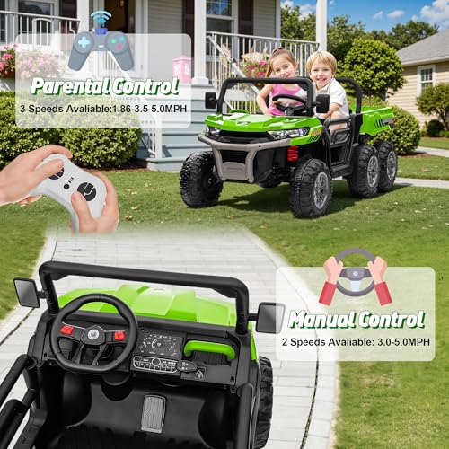 Image of 24V Ride on Dump Truck, XL 2 Seater Ride on Cars with Remote Control, 4x200W Powerful Motors, 6-Wheel Suspensions, Electric Dump Bed, Shovel, Kids UTV for Boy Girl