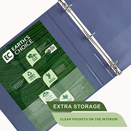 Image of Samsill Plant Based Durable D-Ring Binders - 0.5 Inch 3 Ring Binder with 125 Sheet Capacity, Eco Friendly School and Office Supplies (Single, Indigo)