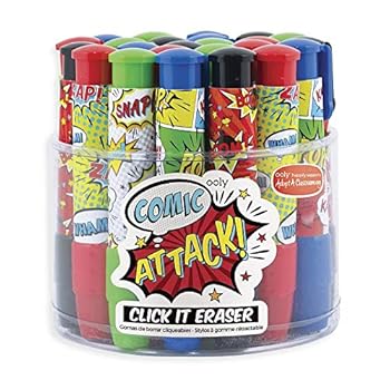 Misc. Supplies Click It Erasers - Tub of 24 - Comic Attack Book