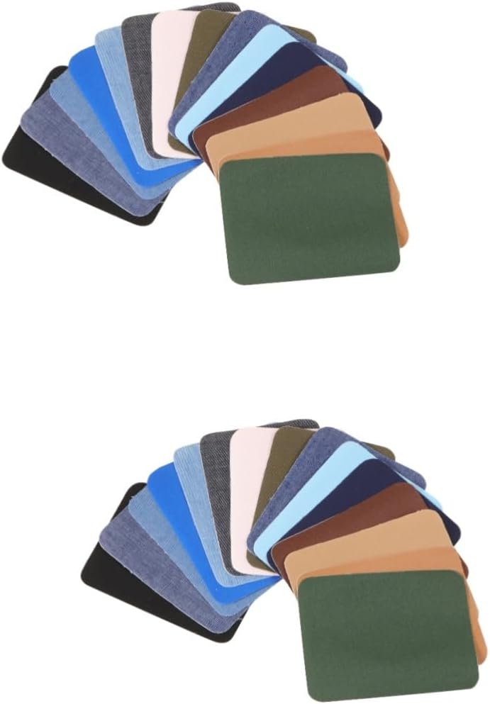 60pcs Denim Patches Kit Multi-Color Elbow Fabric Repair and Applique Accessories for Clothing Sweaters Jackets and Jeans Easy Sew for Unique Designs Colors