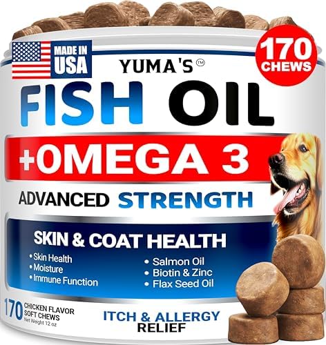 Omega 3 Fish Oil for Dogs - 170 Chews - Skin and Coat Supplement ...