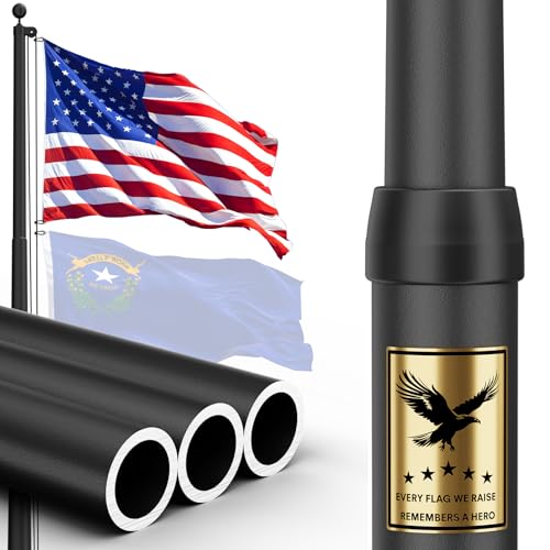 IOEN 9 Gauge 30FT Heavy Duty Flag Pole Kit Extra-Thick Wall Aluminum Flagpole with 3x5 Nylon Embroidered American Flag In-Ground for Yard & Commercial Use 150MPH Wind Rated