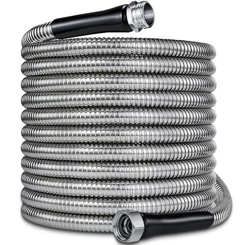 150ft Garden Hsoe - 2026 New 304 Stainless Steel Garden Hose with 3/4'' Fittings – Lightweight, Durable, and Kink-Free, Metal Water Hoses for Gardening