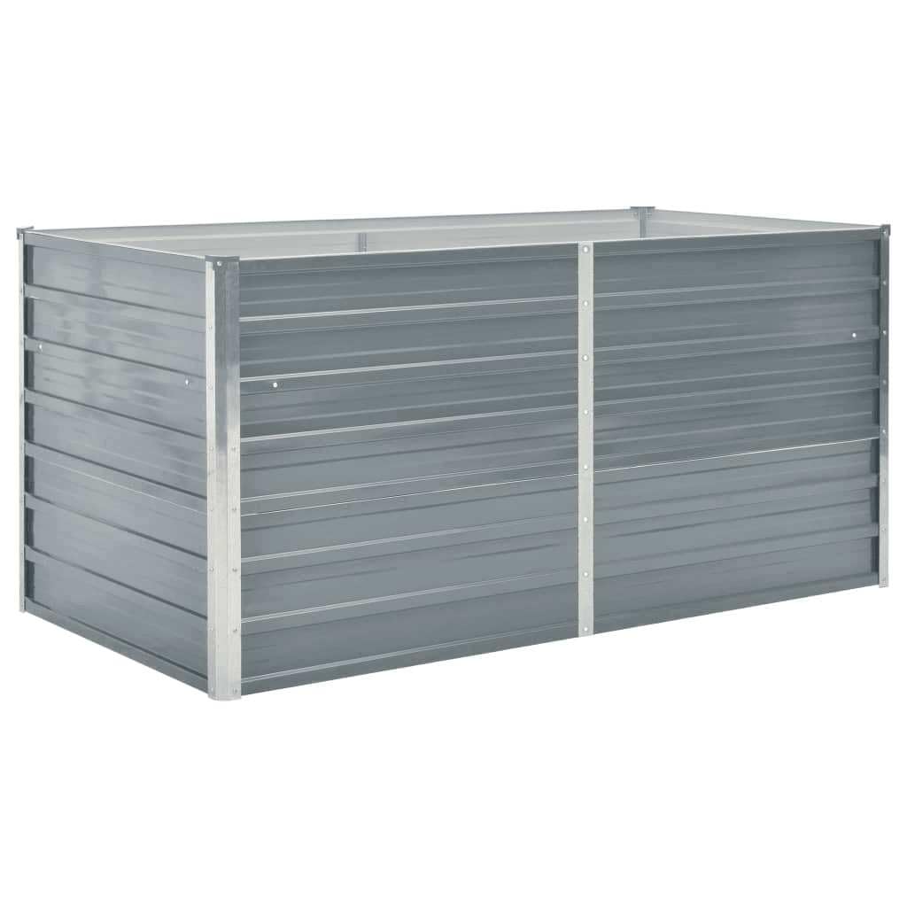 Vidaxl Grey Raised Garden Bed In Galvanised Steel - Spacious, Durable, And Stylish Rectangular Planter For Outdoor Gardening In