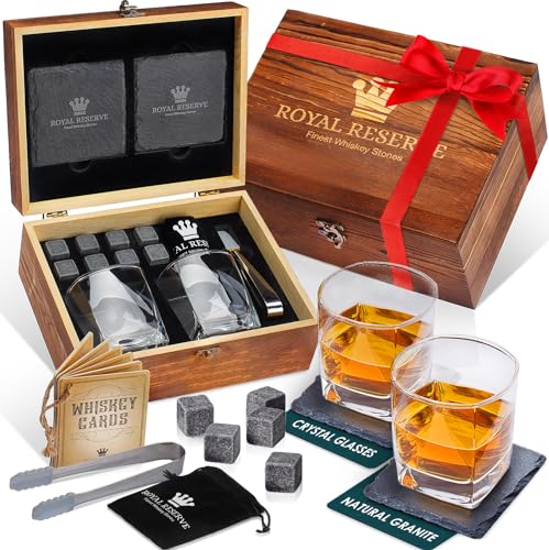 Set de Whisky Regalo para Hombre – Set Vasos Whisky Cristal, Piedras Whisky, Posavasos, Pinzas...