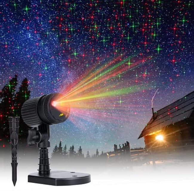 Christmas Projector Laser Lights Red and Green Starry Projection Light Plug in