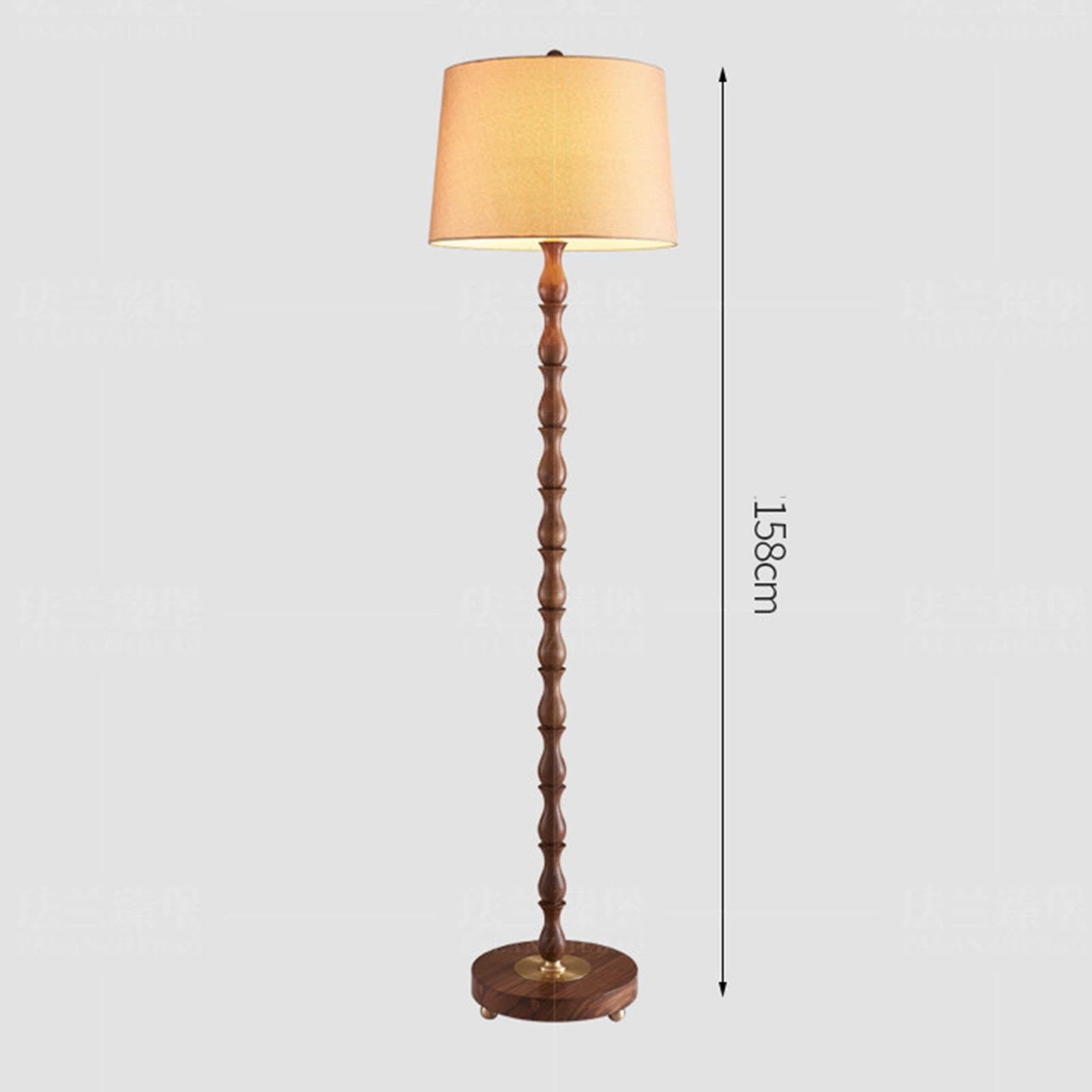 Lampada da Terra in Legno, Lampada da Terra Alta Naturale con Paralume in Lino, Attacco E27, Lampada Ad Angolo Lounge Rustica Vintage Lampadina E27 Inclusa
